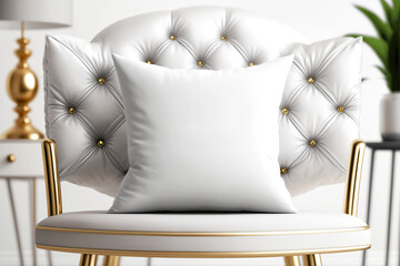 Interior design with white pillow mockup. Generative AI