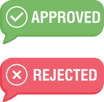 Approved and rejected stickers, check or cross mark sign. Flat illustration