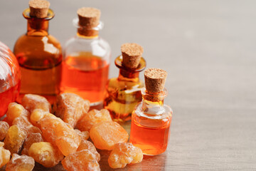 Frankincense or olibanum aromatic resin used in incense and perfumes.