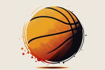 Retro style basketball ball silhouette. Generative AI
