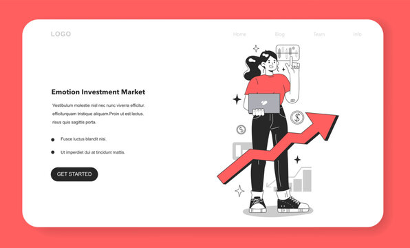 Cycle of investor emotions web banner or landing page.