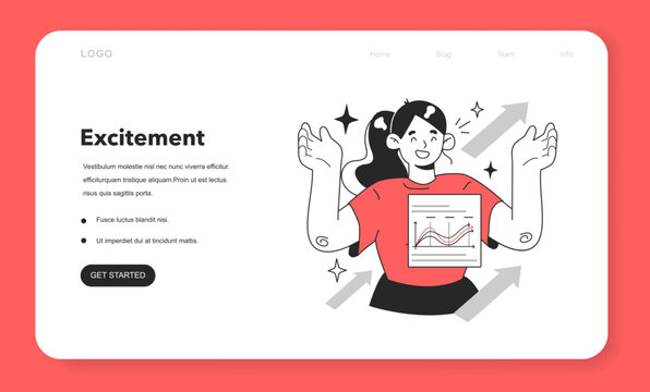 Cycle of investor emotions web banner or landing page.