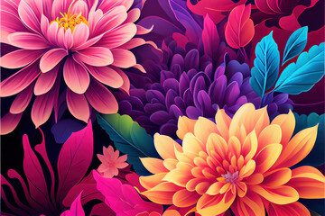 Creative illustration made of flowers and petals. Floral Generative Decorative Design