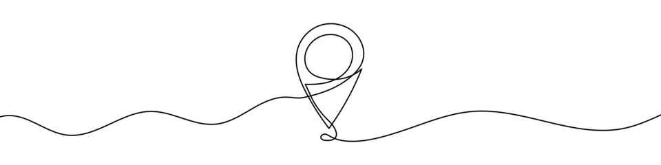 Map pin line background. One line drawing background. Continuous line drawing of GPS icon. Vector illustration.