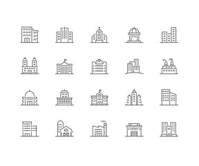 Building and Real Estate line icons.