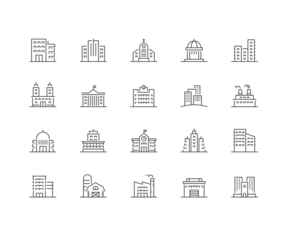 Building and Real Estate line icons.