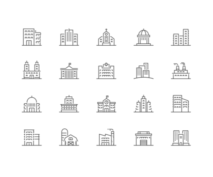 Building and Real Estate line icons.
