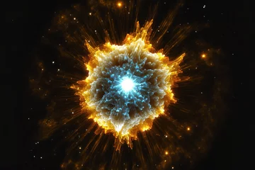 Foto op Aluminium Scientific astronomical background, bright quasar in deep space. Generative AI © WhataWin