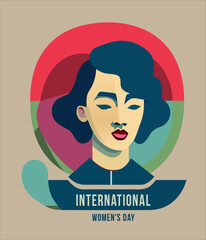 International woman's day card. ethnic women portrait
