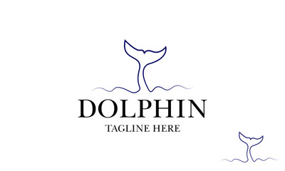 Dolphin Logo Design Template With Tail.