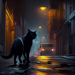 cat noir night street