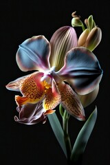 Orchid flower on black, Generative AI