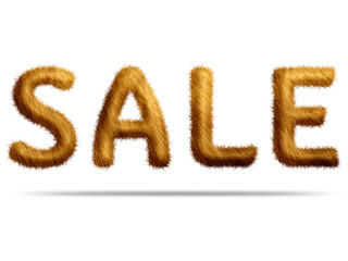 Sale text design with golden fur texture