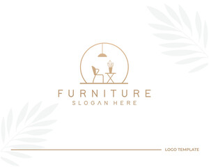 Fototapeta na wymiar furniture gallery logo design and interior Room,