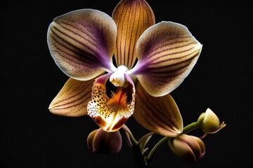 Orchid flower on black, Generative AI