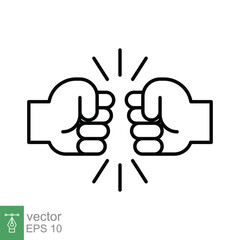 Fist bump line icon. Bro fist bump or power five pound outline style for apps and websites. Hand brother respect, impact, and handshake. Vector illustration on white background. EPS 10.