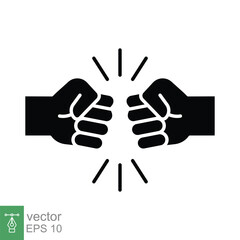 Fist bump glyph icon. Bro fist bump or power five pound solid style for apps and websites. Hand brother respect, impact, and handshake. Vector illustration on white background. EPS 10.