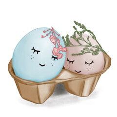 easter eggs blue and pink color
