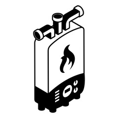 Combi Boiler insurance black isometric Concept, Accidental physical damage to equipment Vector Icon Design, Financial loss Protection Symbol, Risk management Sign, Tankless Gas Water Heater stock 