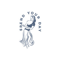 women in beautiful charming Hawaiian dance clothes flower ocean aloha tiki bar 