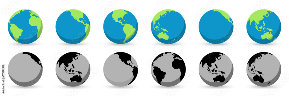 Poster set of planet earth in a flat design. globe icon collection