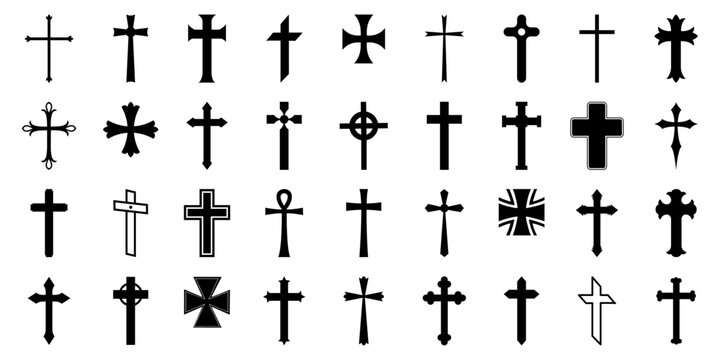 Cross icons collection. Set of different cross icons