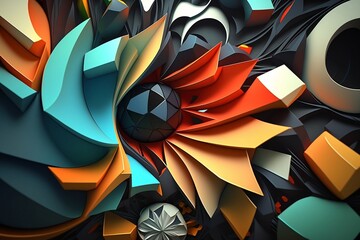 abstract 3D background, Generative AI, shapes, illustration.