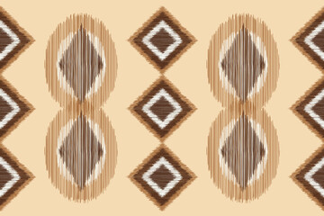 Ethnic Ikat fabric pattern geometric style.African Ikat embroidery Ethnic oriental pattern white brown cream background. Abstract,vector,illustration. For texture,clothing,wrapping,decoration,carpet.