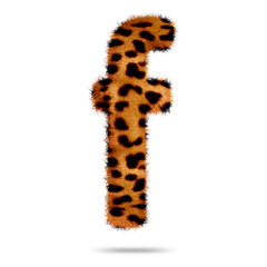 Small alphabet letter f design with leopard fur texture