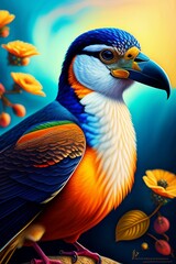Fototapeta na wymiar Colorful Bird Illustration - Generative A.I Art