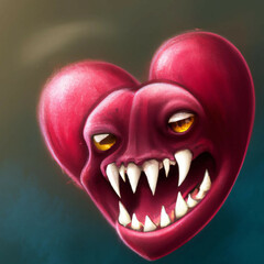 Heart with fangs generated AI