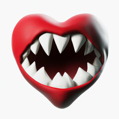 Naklejka premium Heart with fangs generated AI