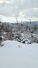 Winter on slope with lift view