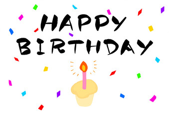 HAPPY BIRTHDAY　紙吹雪が舞う筆文字メッセージ素材