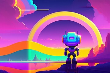 android robot with background Illustration image made with AI 
