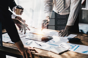 Chatbot Chat with AI, Artificial Intelligence. Business woman using technology smart robot AI. Futuristic technology transformation.