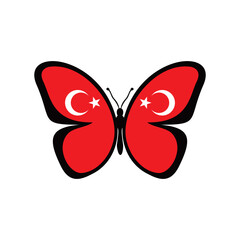 turkey flag butterfly design. national world flag insect.