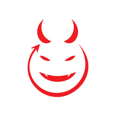 face devil logo design. demon sign and symbol. evil character vector illustration.