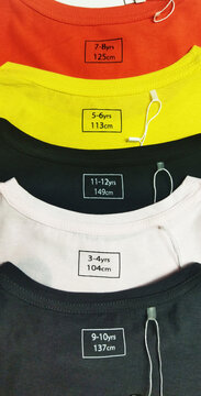 Closer View On Boys T-shirt Back Neck Label Print. Size Wise Round Neck T Shirt Back Neck Label Print.