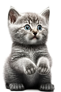 Small British Kitten on the White Background - Post-processed Generative AI