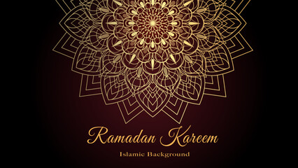 Ramadhan greting card background. Golden mandalas in oriental style. Arabic, asian, islamic, indian motifs. Vector illustration.