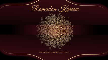 Ramadhan greting card background. Golden mandalas in oriental style. Arabic, asian, islamic, indian motifs. Vector illustration.