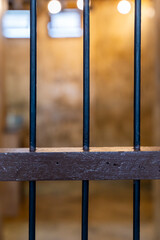 Close up Prisoner steel cage, Prison cell with jail iron bars for criminals, Old prison with bars locked up