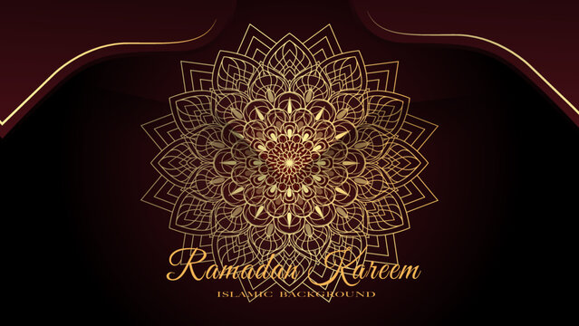 Ramadhan greting card background. Golden mandalas in oriental style. Arabic, asian, islamic, indian motifs. Vector illustration.
