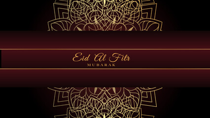 Red gold ramadhan background. Round ethnic patterns isolated on luxury style background.