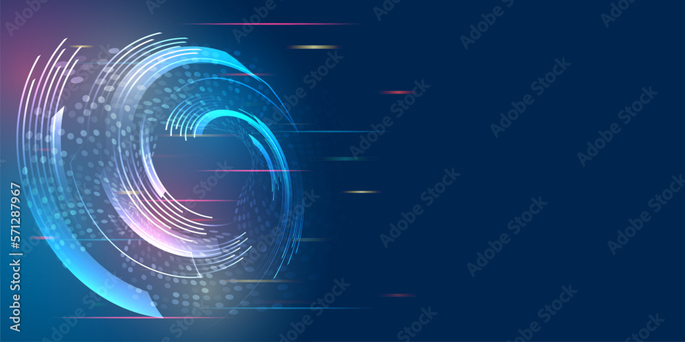 Aufkleber Digital internet communication on blue background. Wide Cyber security internet and networking concept. Hi-tech vector illustration with various technology elements. Abstract global sci-fi concept.
