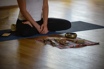 yoga atmosphere during a group session