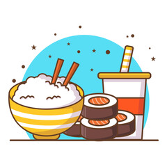 Sushi And Drink Illustration