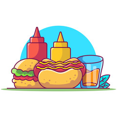 Burger And Drink Illustration