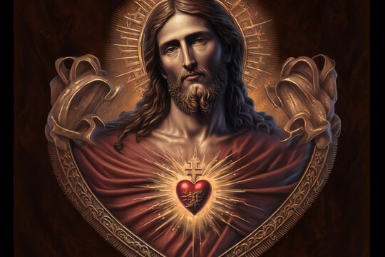 The Sacred Heart of Jesus: The depiction of Jesus' love for humanity through his Sacred Heart, fiction